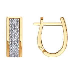 Золотые серьги SOKOLOV с фианитом 0200380 фото