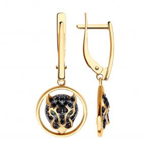 Золотые серьги SOKOLOV с фианитом 0200395 фото