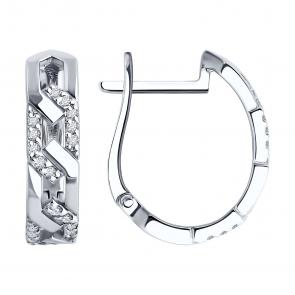 Серьги из белого золота SOKOLOV с фианитом 0200398-3 фото