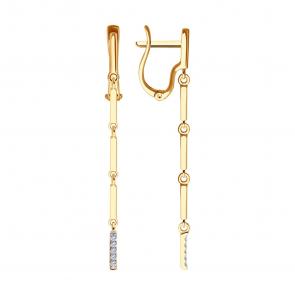 Золотые серьги SOKOLOV с фианитом 0200400 фото