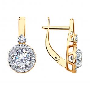 Золотые серьги SOKOLOV с фианитом 0200405 фото