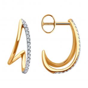 Золотые серьги SOKOLOV с фианитом 0200406 фото