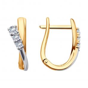 Золотые серьги SOKOLOV с фианитом 0200408 фото