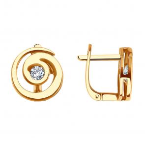 Золотые серьги SOKOLOV с фианитом 0200409 фото