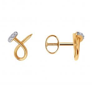 Золотые серьги SOKOLOV с фианитом 0200413 фото