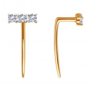 Золотые серьги SOKOLOV с фианитом 0200418 фото