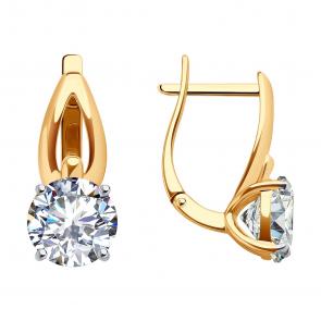 Золотые серьги SOKOLOV с фианитом 0200419 фото