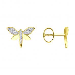 Золотые серьги SOKOLOV с фианитом 0200432-2 фото