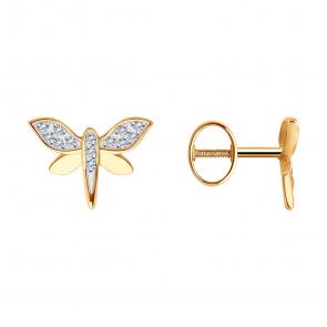 Золотые серьги SOKOLOV с фианитом 0200432 фото