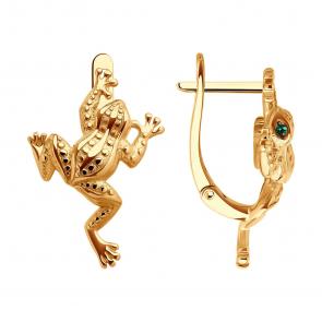 Золотые серьги SOKOLOV с фианитом 0200442 фото