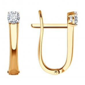 Золотые серьги SOKOLOV с фианитом 0200448 фото