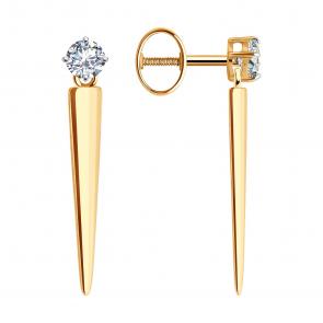 Золотые серьги SOKOLOV с фианитом 0200453 фото