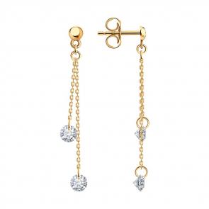 Золотые серьги SOKOLOV с фианитом 0200480 фото