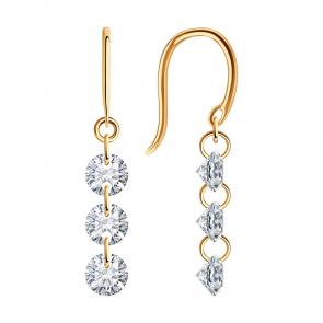 Золотые серьги SOKOLOV с фианитом 0200489 фото