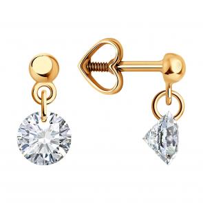 Золотые серьги SOKOLOV с фианитом 0200490 фото