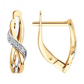 Золотые серьги SOKOLOV с фианитом 0200491 фото