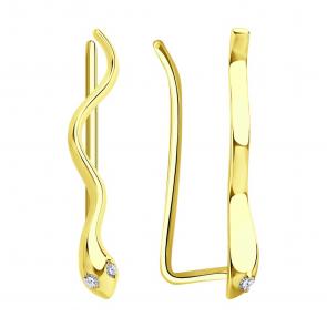 Серьги Символ года Змея из лимонного золота SOKOLOV с фианитом 0200497-2 фото