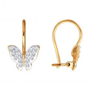 Золотые серьги SOKOLOV с фианитом 0200510 фото