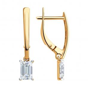 Золотые серьги SOKOLOV с фианитом 0200515 фото