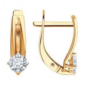 Золотые серьги SOKOLOV с фианитом 0200528 фото