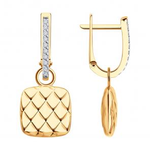 Золотые серьги-трансформеры SOKOLOV с фианитом 0200530 фото