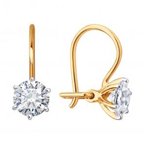 Золотые серьги SOKOLOV с фианитом 0200533 фото