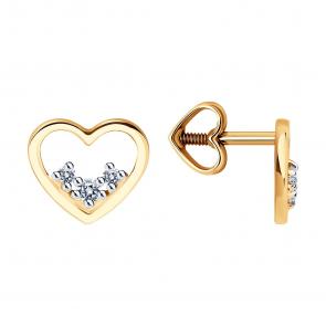 Золотые серьги SOKOLOV с фианитом 0200536 фото