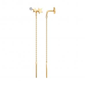 Золотые серьги SOKOLOV с фианитом 0200537 фото