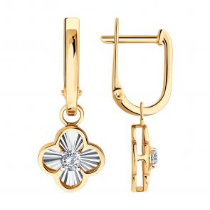 Золотые серьги-трансформеры SOKOLOV с фианитом 0200539 фото