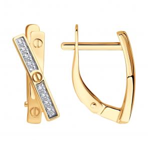 Золотые серьги SOKOLOV с фианитом 0200544 фото