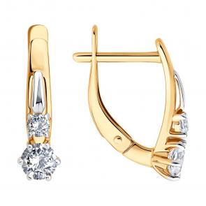 Золотые серьги SOKOLOV с фианитом 0200548 фото