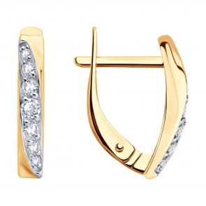 Золотые серьги SOKOLOV с фианитом 0200558 фото