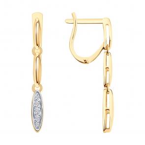 Золотые серьги SOKOLOV с фианитом 0200560 фото