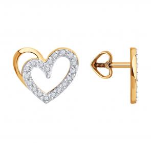 Золотые серьги SOKOLOV с фианитом 0200561 фото