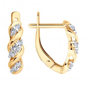 Золотые серьги SOKOLOV с фианитом 0200565 фото