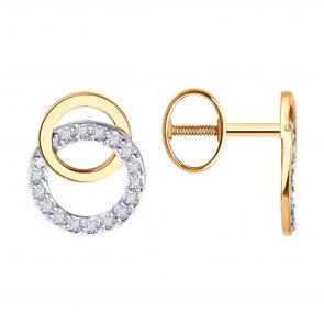 Золотые серьги SOKOLOV с фианитом 0200567 фото