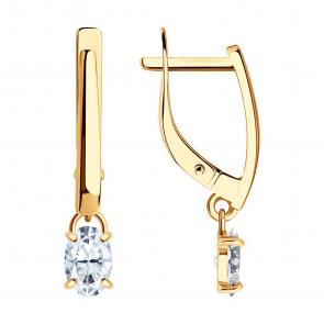 Золотые серьги SOKOLOV с фианитом 0200571 фото