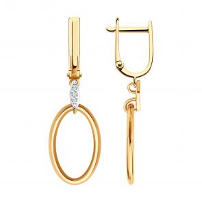 Золотые серьги SOKOLOV с фианитом 0200577 фото