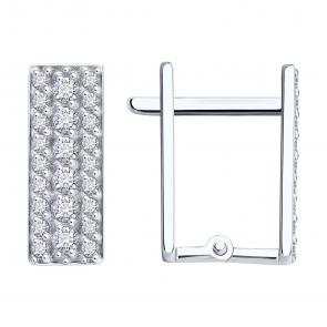 Серьги из белого золота SOKOLOV с фианитом 0200588-3 фото