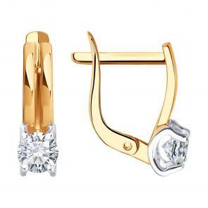 Золотые серьги SOKOLOV с фианитом 0200595 фото