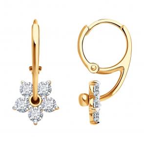 Золотые серьги SOKOLOV с фианитом 0200597 фото