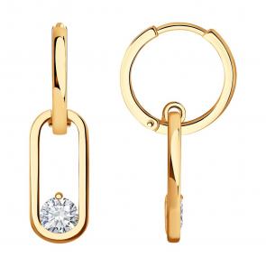 Золотые серьги SOKOLOV с фианитом 0200600 фото