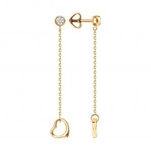 Золотые серьги SOKOLOV с фианитом 0200605 фото