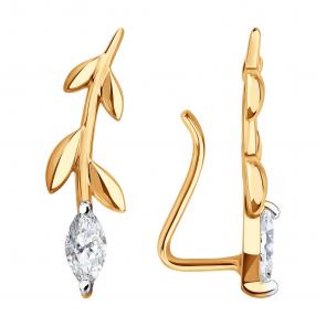 Золотые серьги SOKOLOV с фианитом 0200606 фото