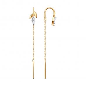 Золотые серьги SOKOLOV с фианитом 0200607 фото