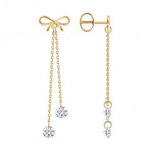 Золотые серьги SOKOLOV с фианитом 0200611 фото