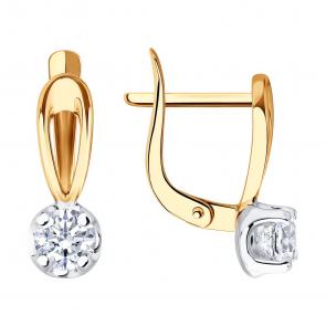 Золотые серьги SOKOLOV с фианитом 0200612 фото