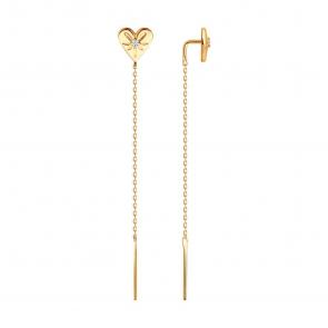 Золотые серьги SOKOLOV с фианитом 0200621 фото