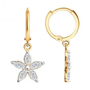 Золотые серьги SOKOLOV с фианитом 0200631 фото