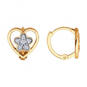 Золотые серьги SOKOLOV с фианитом 0200637 фото